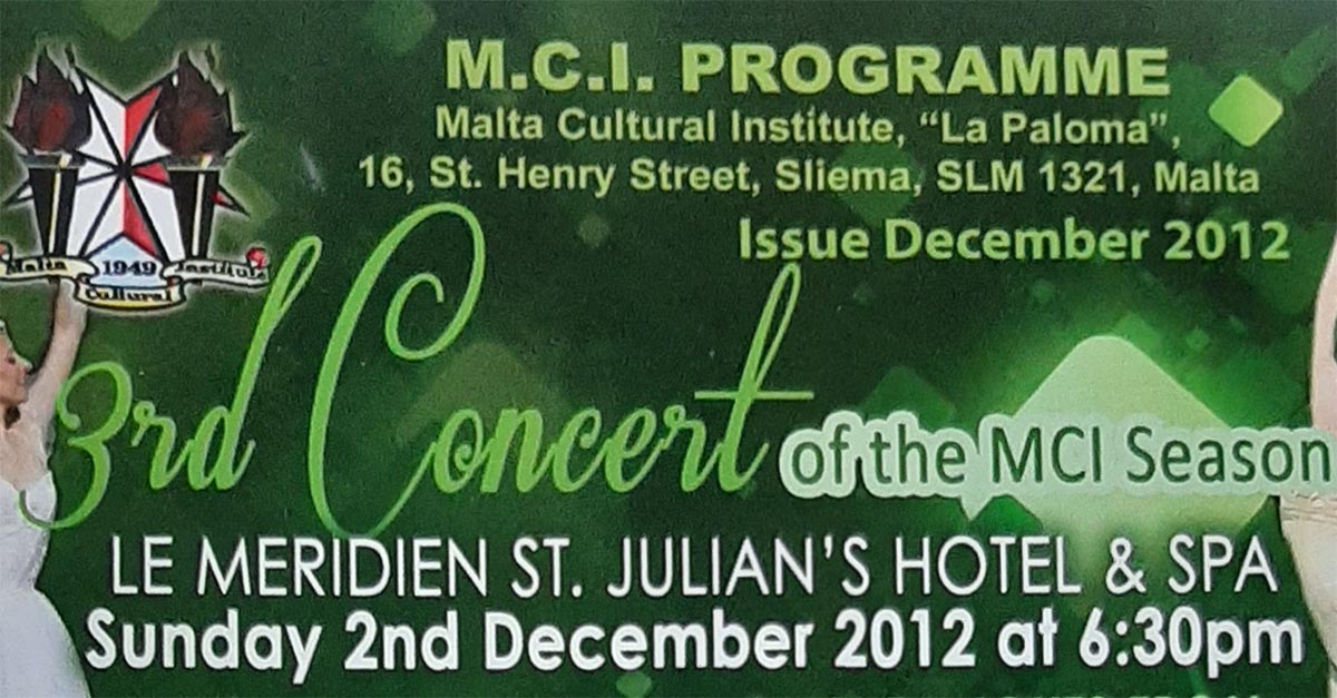 Malta Cultural Institute Concert and Exhibition December 2012