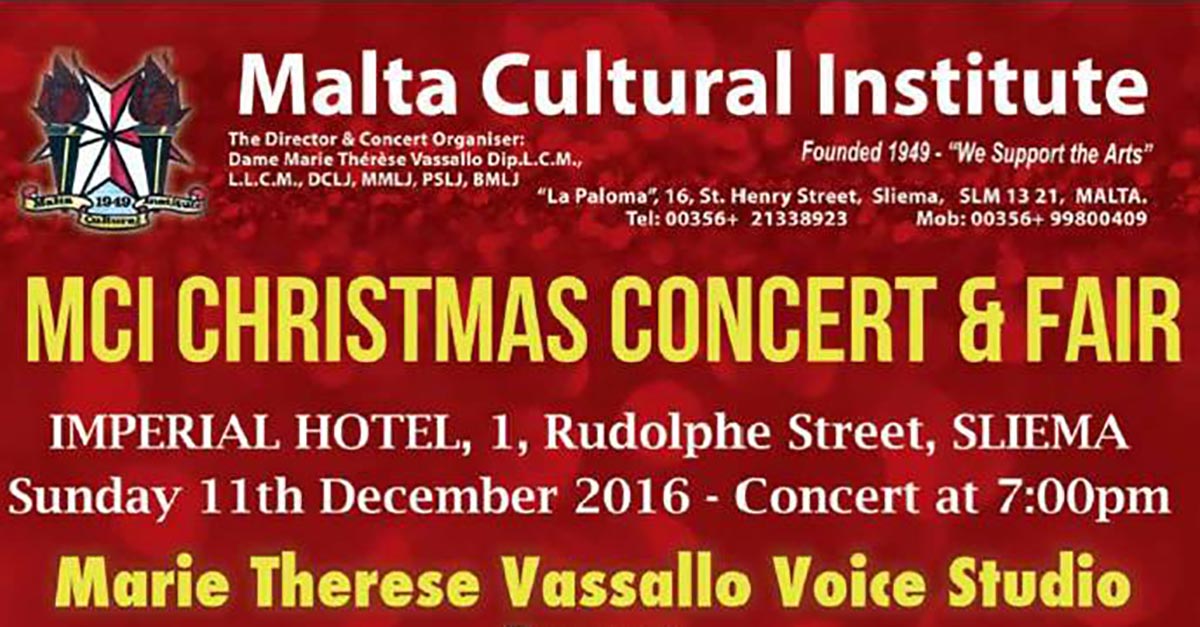 Malta Cultural Institute Christmas Concert and Fair 2016