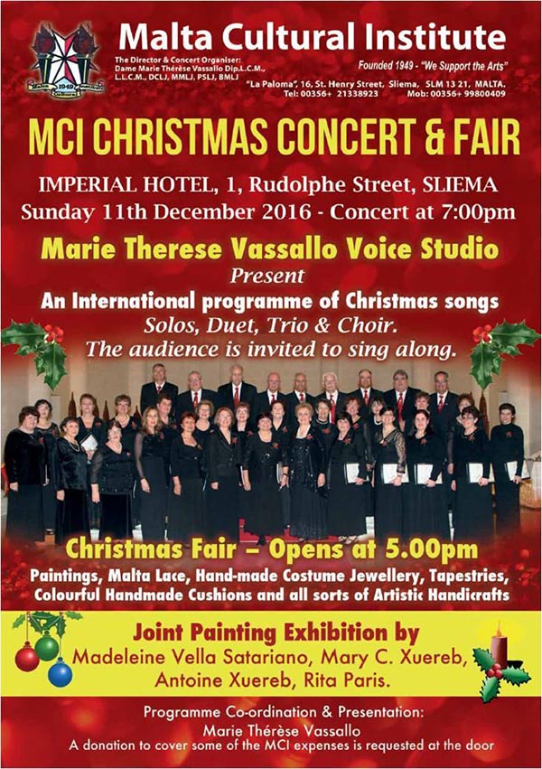 Malta Cultural Institute Christmas Concert and Fair 2016