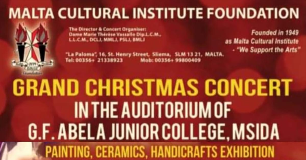 Malta Cultural Institute Foundation Christmas Concert and Exhibition 2019